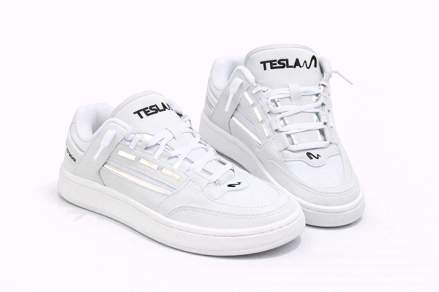Tênis Casual VELLOR Tesla Coil Black & White – Camurça Premium, Bordado Reflect e Conforto Esportivo