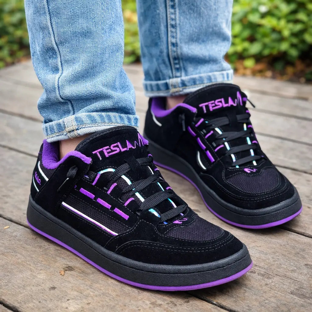 Tênis, Tesla, Coil, Casual, Skatista, Vellor, Roxo, Preto 