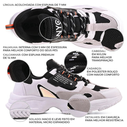 Tênis Casual Conforto Premium Vellor NYC Unissex – Estilo Moderno para o Dia a Dia