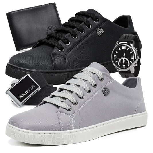 Kit Masculino Completo | Vellor com 2 Tênis Casuais + Relógio + Carteira + Cinto