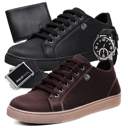Kit Masculino Completo | Vellor com 2 Tênis Casuais + Relógio + Carteira + Cinto